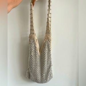 ZARA Silver Beaded Shoulder Bag